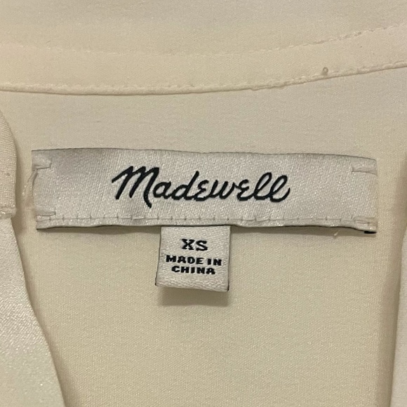 Madewell 100% Silk Monroe Lace Grommet Tie Long Sleeve Blouse w/ Pockets Size XS - Picture 3 of 4